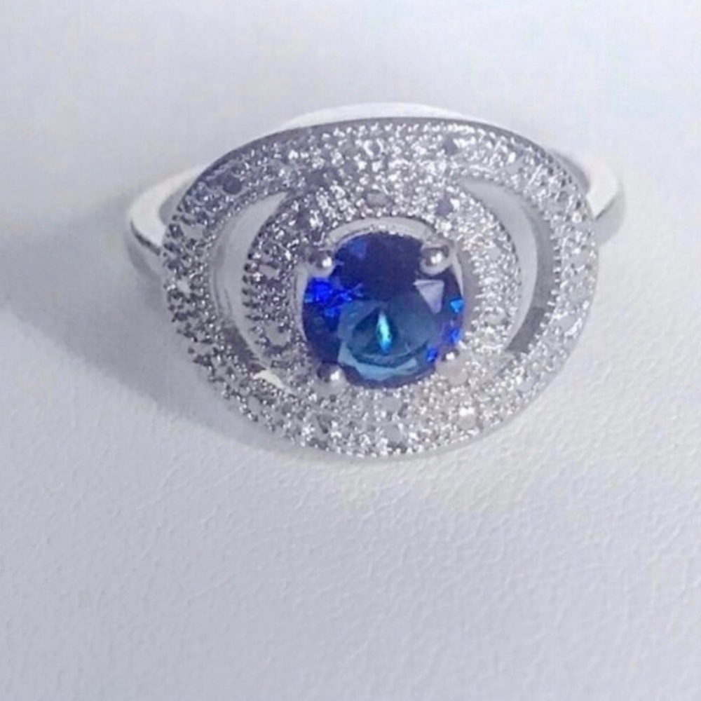 Sterling Silver and Blue CZ Stone Ring